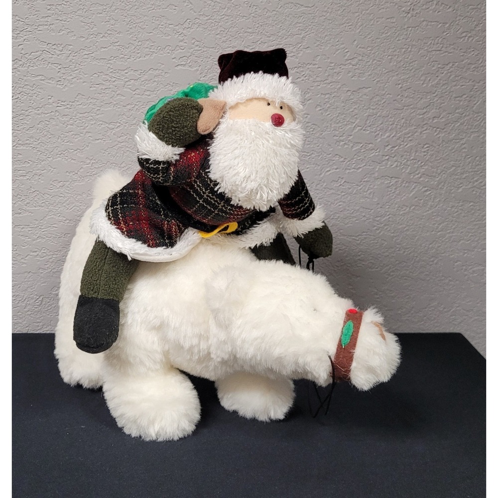 Sugar Loaf Santa Riding A Polar Bear Carrying a Christmas Tree Plush 12 inch